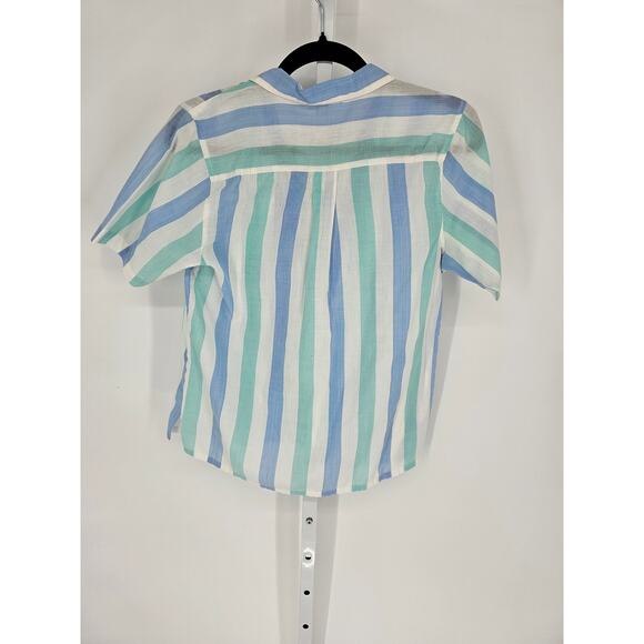 Emily's Closet Women's Multicolored Striped Short Sleeve Button-Down Shirt Sz L - Picture 4 of 4
